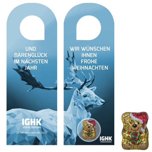 Chocolate Christmas bear, ca. 7g, express door hanger with print