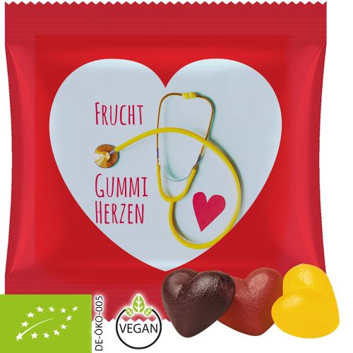 Organic fruit gum hearts (vegan), ca. 20g, maxi bag