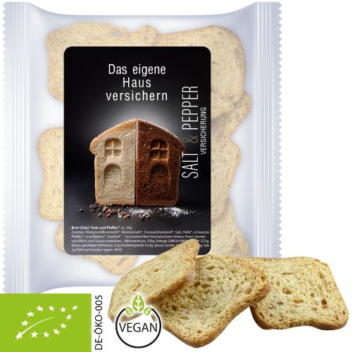 Organic bread chips salt and pepper (vegan), ca. 20g, express maxi bag with label