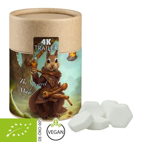 Organic dextrose orange, ca. 80g, biodegradable eco cardboard can midi with label