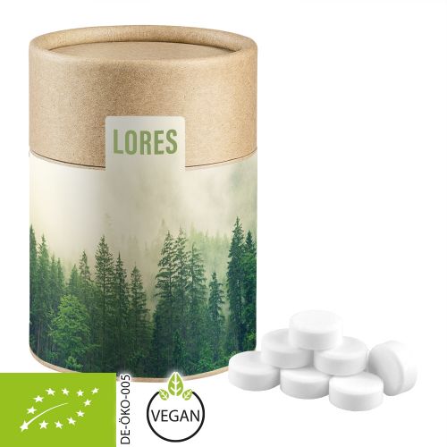 Organic peppermint drops, ca. 80g, biodegradable eco cardboard can midi with label