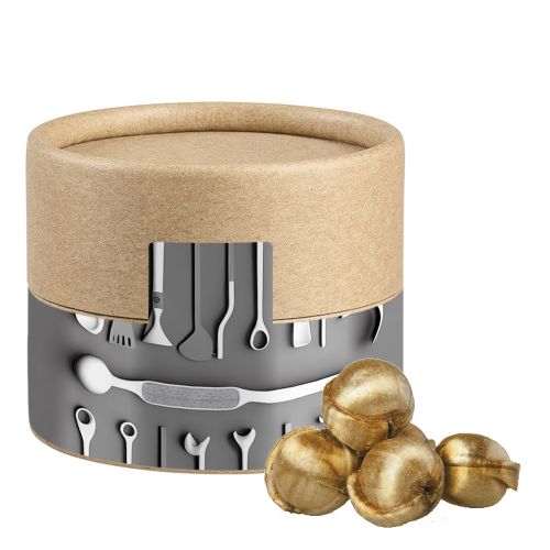 Golden nuts candy, ca. 45g, biodegradable eco cardboard can mini with label