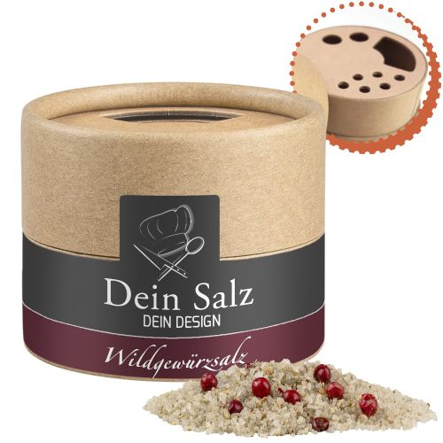 Wild spice salt, ca. 45g, biodegradable eco cardboard can mini with label