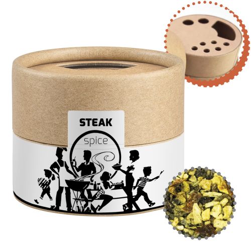 Steak spice, ca. 40g, biodegradable eco cardboard can mini with label