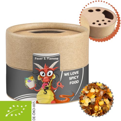 Organic fire and flame spice, ca. 40g, biodegradable eco cardboard can mini with label