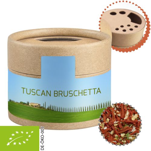 Organic tuscan bruschetta, ca. 28g, cardboard shaker mini