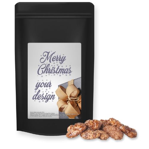 Burnt almonds (vegan), ca. 80g, midi stand up pouch black with label