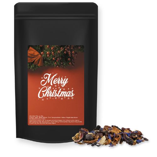 Christkindl tea, ca. 50g, midi stand up pouch black with label