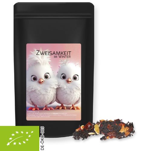 Organic Christmas black tea, ca. 55g, midi stand up pouch black with label