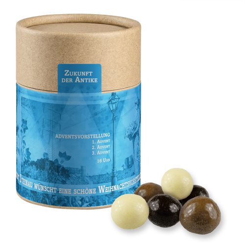 Choco crispy balls, ca. 50g, cardboard can midi