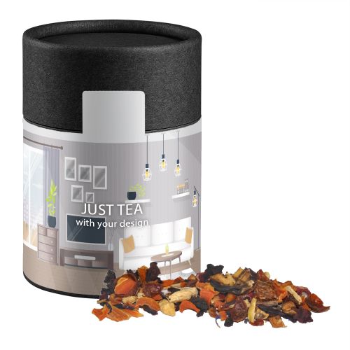 Fireplace tea, ca. 60g, cardboard can midi black