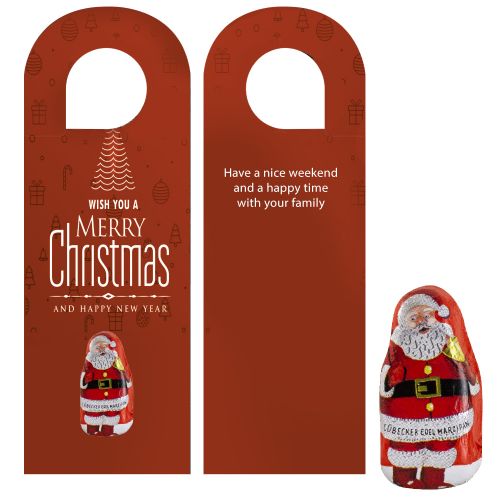 Luebecker marzipan Santa Claus, ca. 12g, express door hanger with print