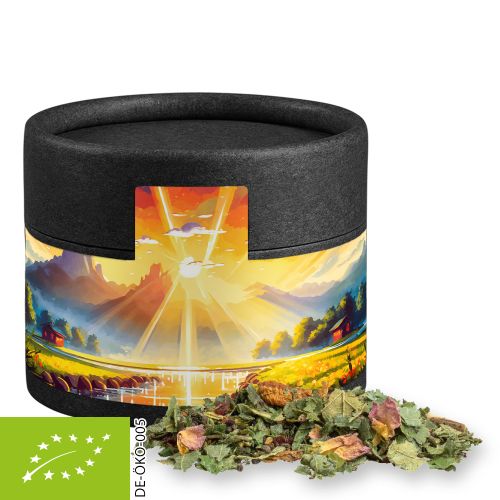 Organic herbal tea happiness, ca. 17g, cardboard can mini black