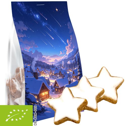 Organic cinnamon stars, 100g, express pouch with promotional flyer
