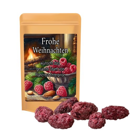 Roasted almonds raspberry (vegan), ca. 30g, mini stand up pouch with label