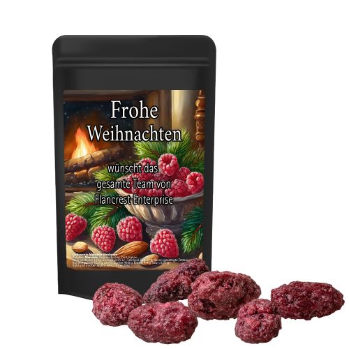 Roasted almonds raspberry (vegan), ca. 30g, mini stand up pouch black with label
