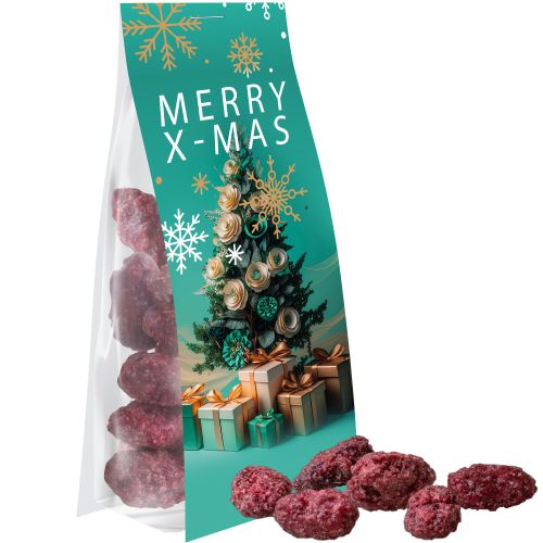 Roasted almonds raspberry (vegan), ca. 40g, express pouch with promotional flyer