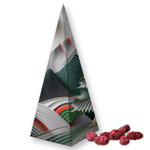 Roasted almonds raspberry (vegan), ca. 30g, present pyramid