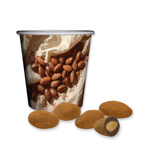 Chocolate almonds with cinnamon, ca. 40g, mini snack cup