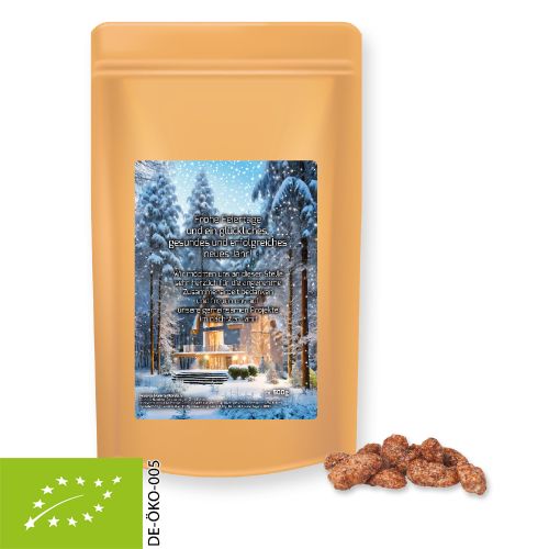 Organic burnt almonds (vegan), ca. 500g, maxi stand up pouch with label