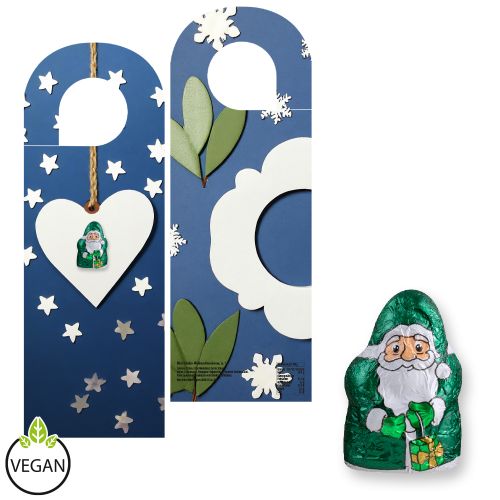 Chocolate mini Santa Claus (vegan), ca. 7g, express door hanger with print