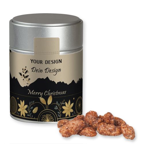 Burnt almonds (vegan), ca. 100g, metal tin midi silver