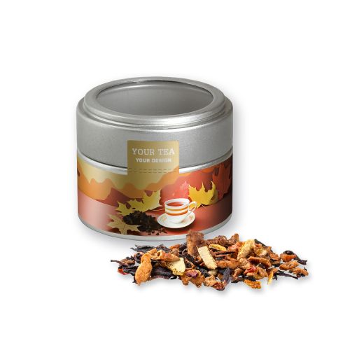Grandmas baked apple tea, ca. 30g, metal tin mini silver with window