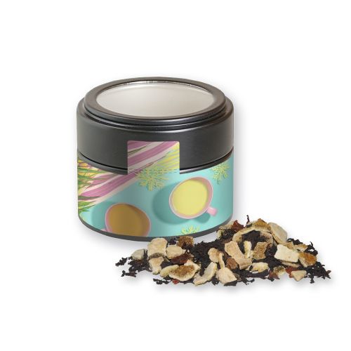 Winter days tea, ca. 35g, metal tin mini black with window