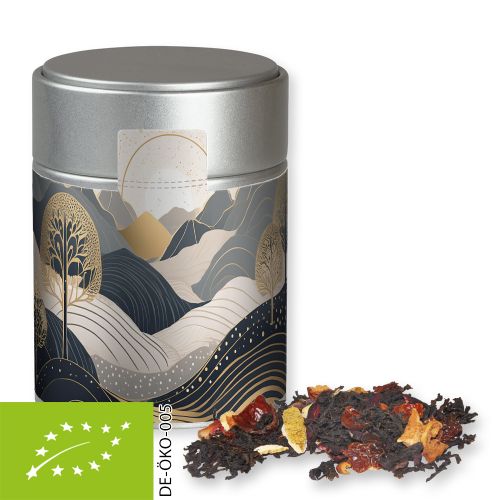 Organic Christmas black tea, ca. 60g, metal tin midi silver