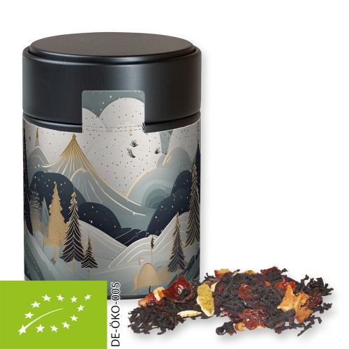 Organic Christmas black tea, ca. 60g, metal tin midi black