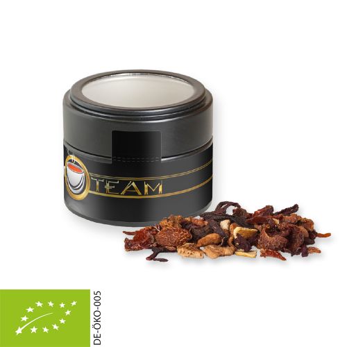 Organic fine mulled wine spice, ca. 30g, metal tin mini black with window