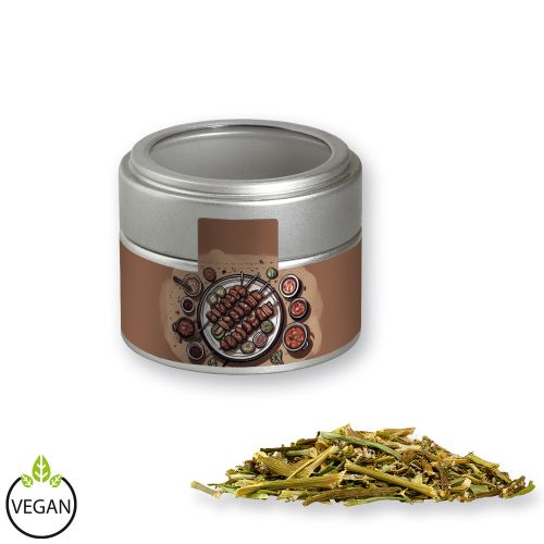 BBQ herbal rub, ca. 40g, metal tin mini silver with window