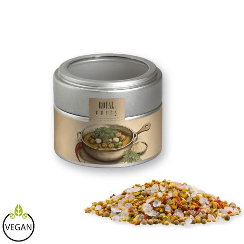 Royal curry, ca. 75g, metal tin mini silver with window