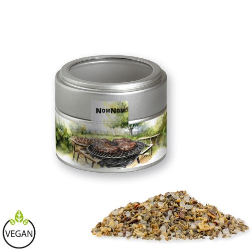 Herb steak spice, ca. 35g, metal tin mini silver with window