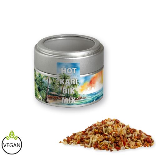 HOT caribbean mix, ca. 40g, metal tin mini silver with window