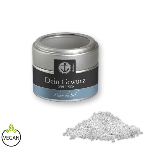 Fleur de Sel, ca. 50g, metal tin mini silver with window