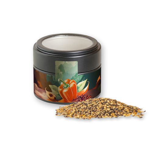 Orange pepper, ca. 55g, metal tin mini black with window