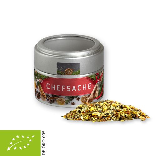 Organic Christmas spice mix chefsmatter, ca. 50g, metal tin mini silver with window