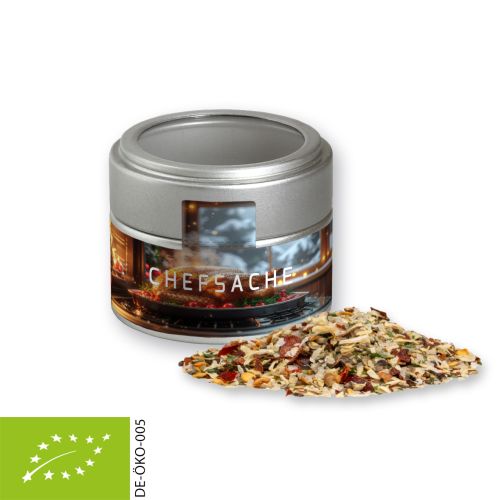 Organic Christmas spice mix roast meat, ca. 50g, metal tin mini silver with window