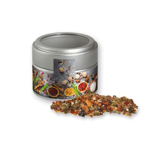 Christmas spice mix poultry, ca. 55g, metal tin mini silver with window