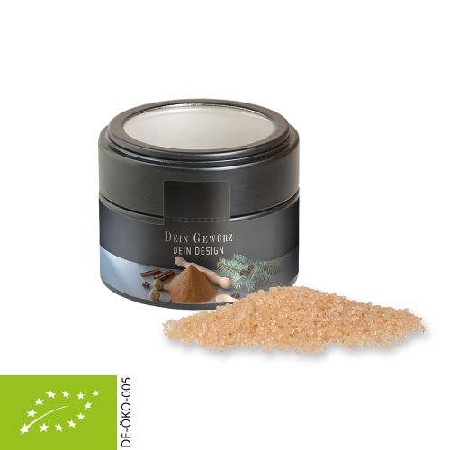 Organic spice mix lebkuchen, ca. 70g, metal tin mini black with window