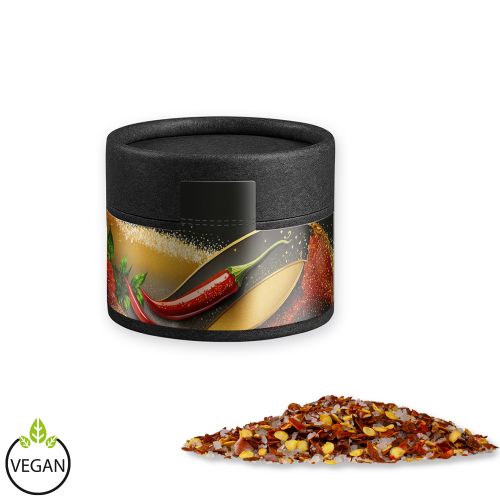 Chili salt, ca. 30g, cardboard can mini black