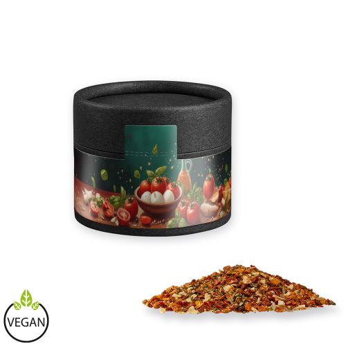 Tomato mozzarella spice, ca. 28g, cardboard can mini black