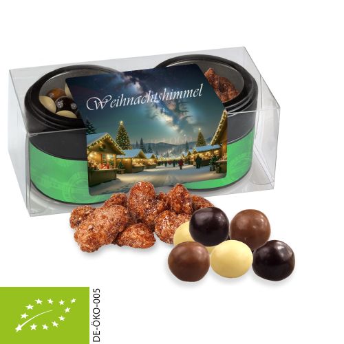 Organic crispy Christmas set, ca. 105g, 2-set metal tin mini with window with label