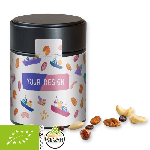 Organic trail mix, ca. 100g, metal tin midi black