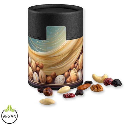 Premium trail mix, ca. 80g, cardboard can midi black
