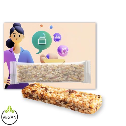 Cereal bar apple (vegan), ca. 25g, express promotional card with print