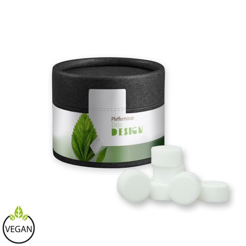 Peppermint drops sugar free (vegan), ca. 40g, cardboard can mini black
