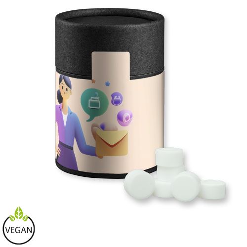 Peppermint drops sugar free (vegan), ca. 80g, cardboard can midi black