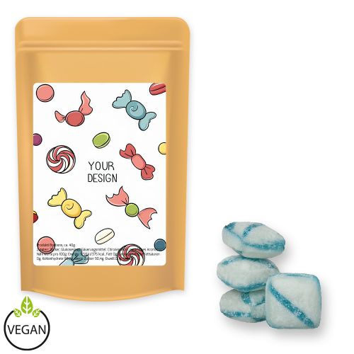 Fresh breeze candy (vegan), ca. 80g, midi stand up pouch with label